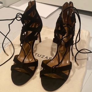 Aquazurra Beverly Hills Black laceup heels